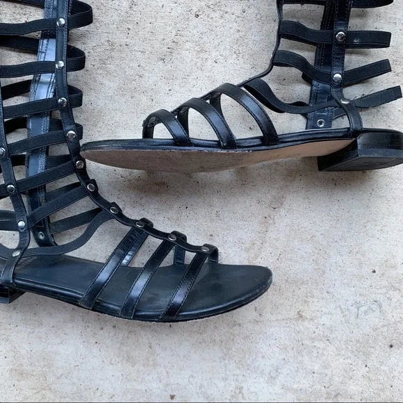 Stuart Weitzman Gladiator Sandals Black Leather With Box - 8.5 - Picture 6 of 16